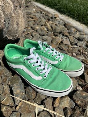 Vans Green and White Low-Top Sneakers